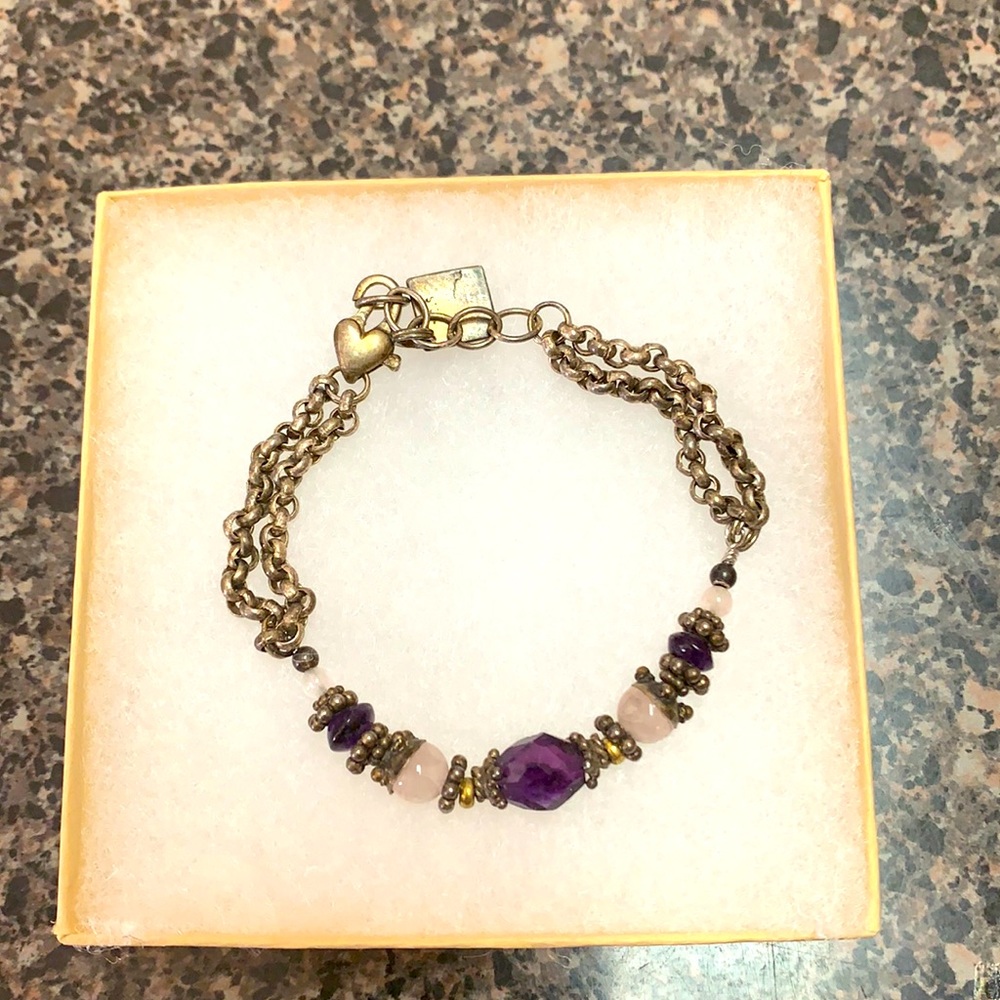 Amethyst rose quartz gems bracelet